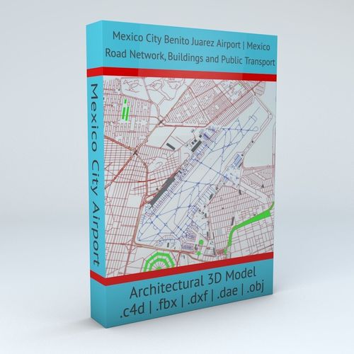 Mexico City Benito Juarez MEX Airport Roads Buildings Pub Trans 3D model