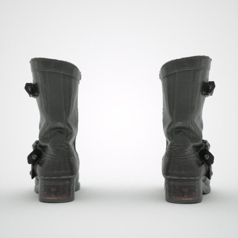 Skull Black Leather Boots Low-poly 3D model_6