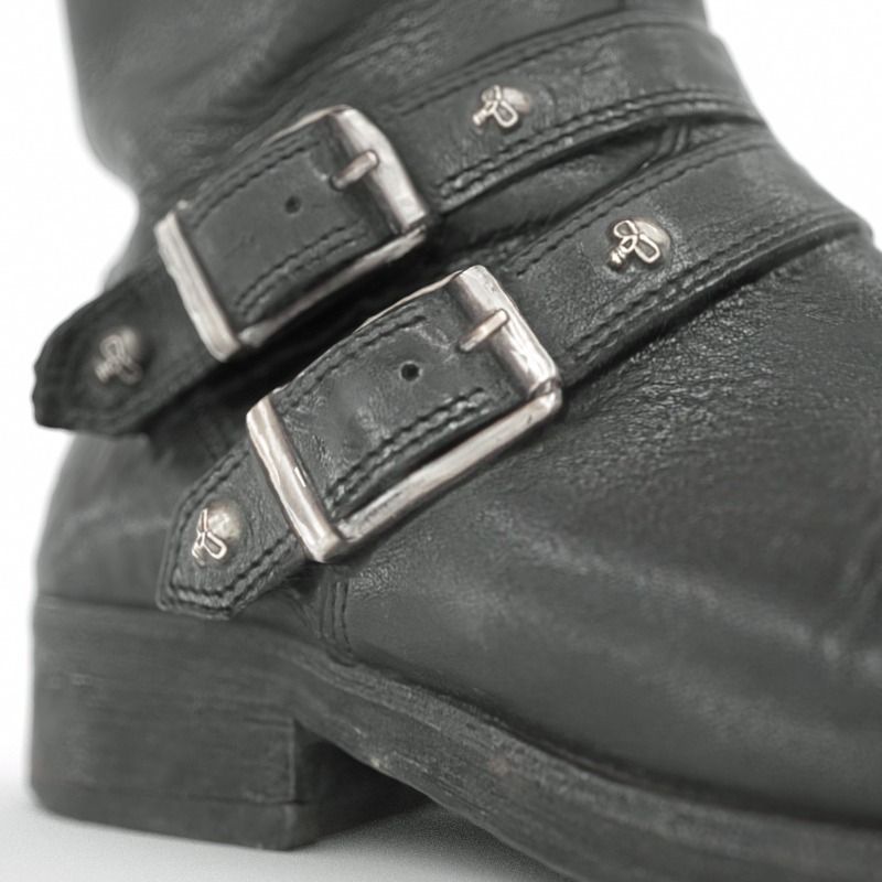 Skull Black Leather Boots Low-poly 3D model_4