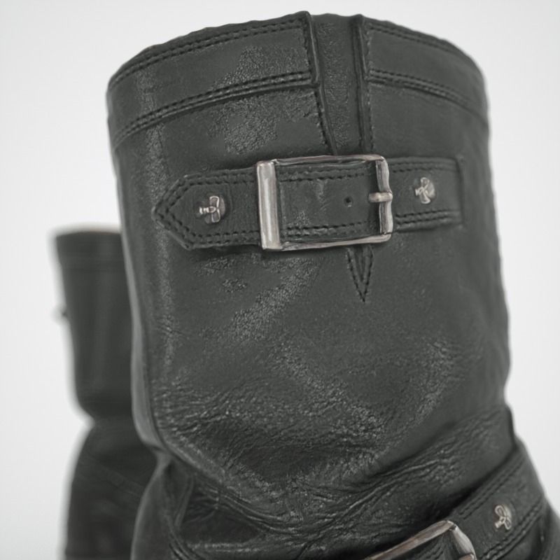 Skull Black Leather Boots Low-poly 3D model_2