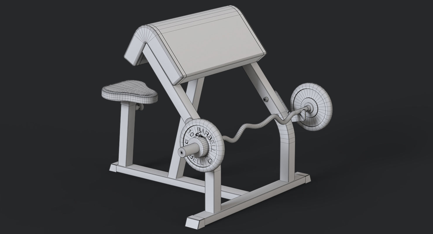 Preacher Curl Bench 3D model_7