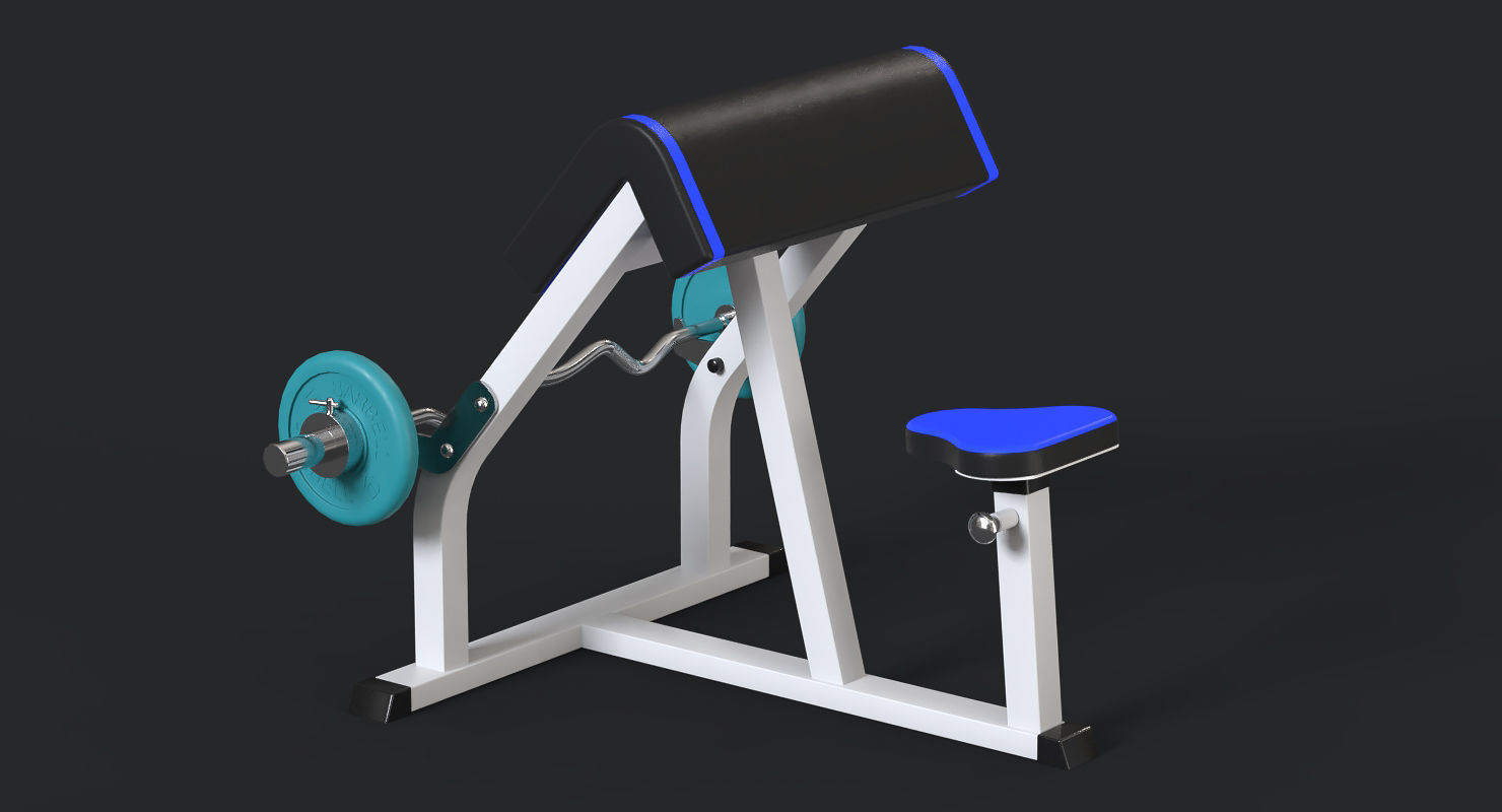 Preacher Curl Bench 3D model_2
