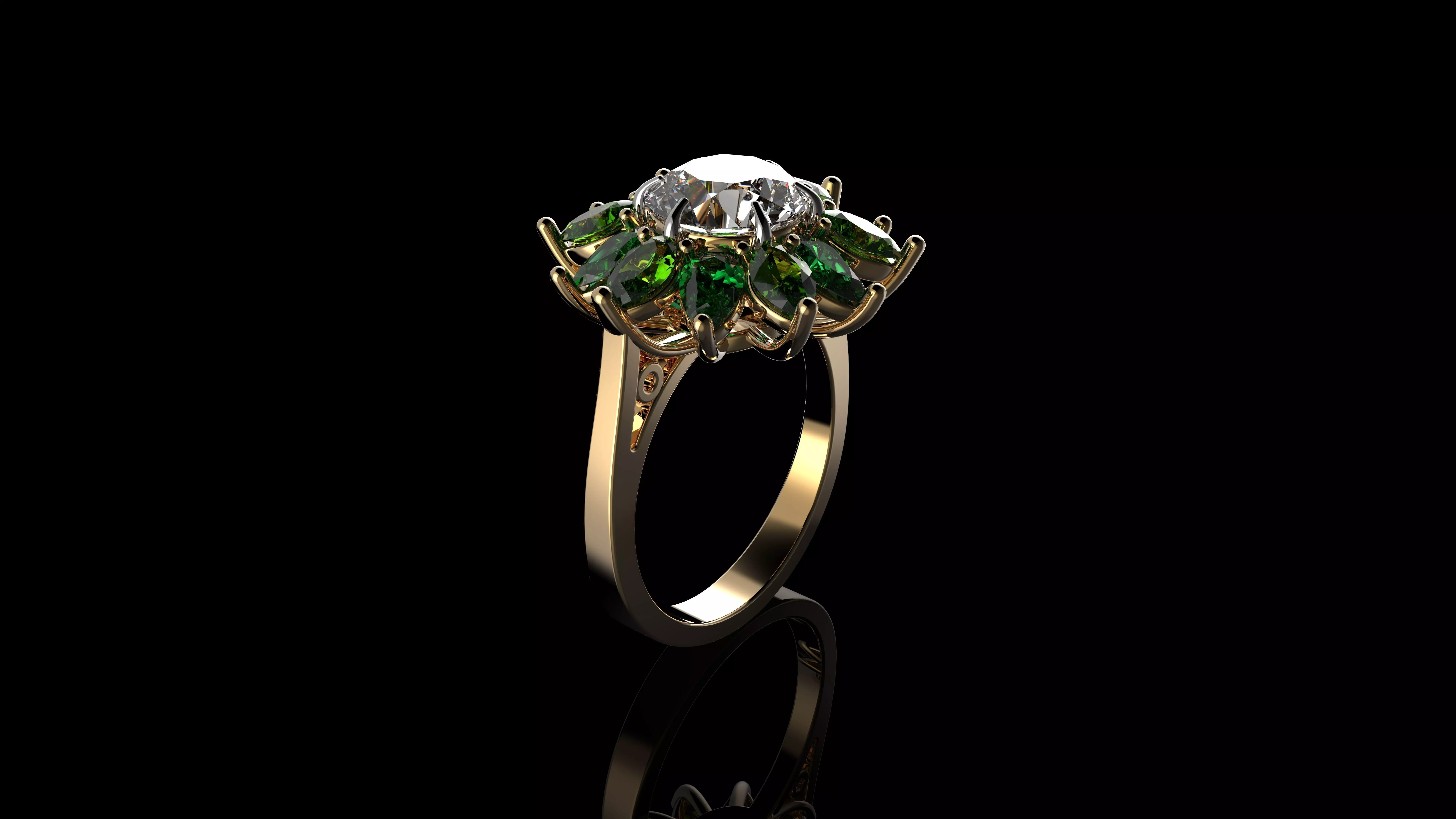Diamond Color Stone Ring 3D print model_0