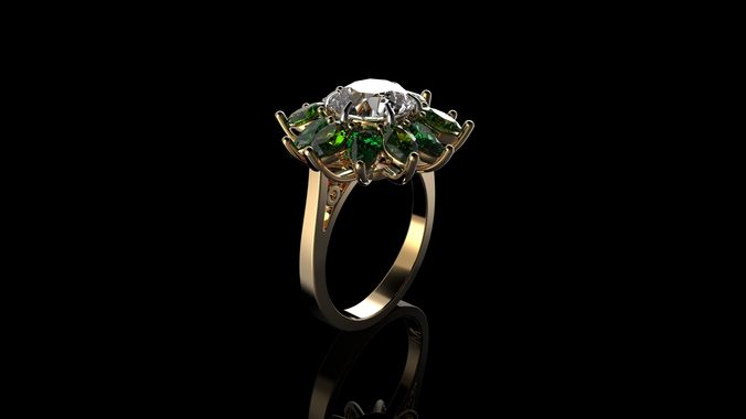 Diamond Color Stone Ring 3D print model