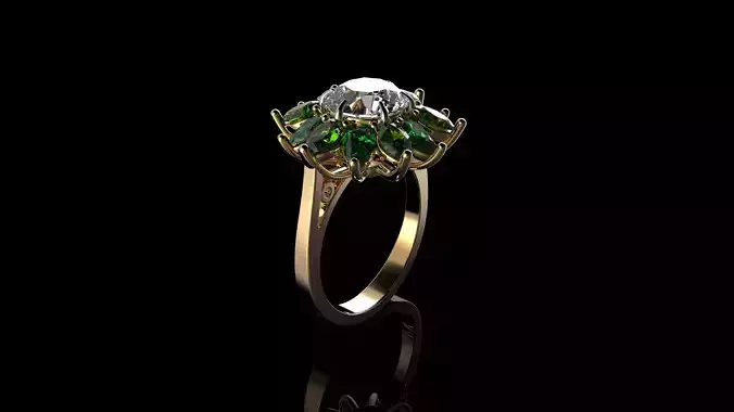 Diamond Color Stone Ring 3D print model