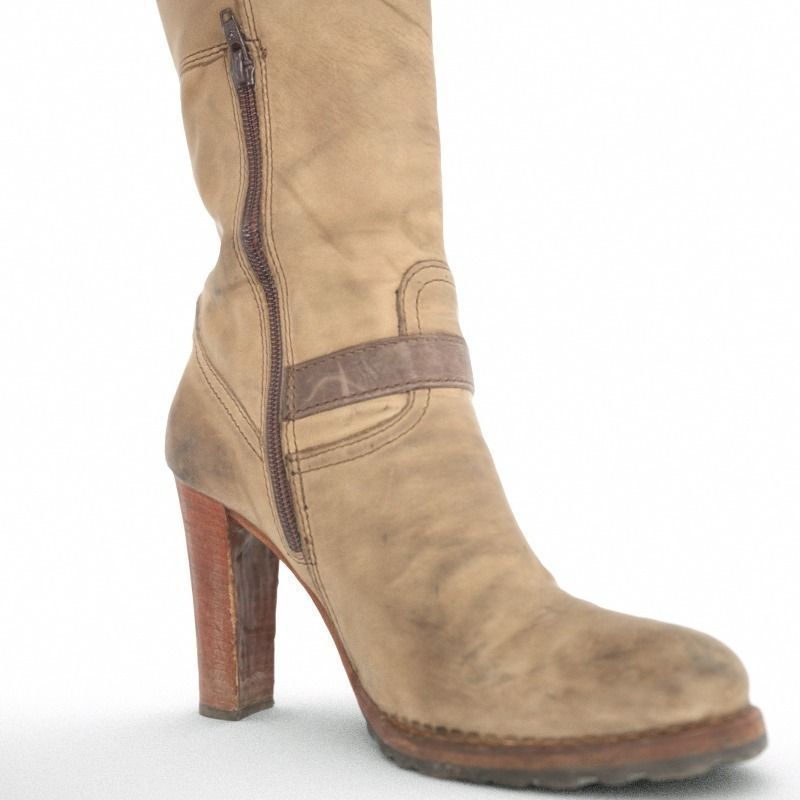 Kneehigh Boot with Zipper Low-poly 3D model_3