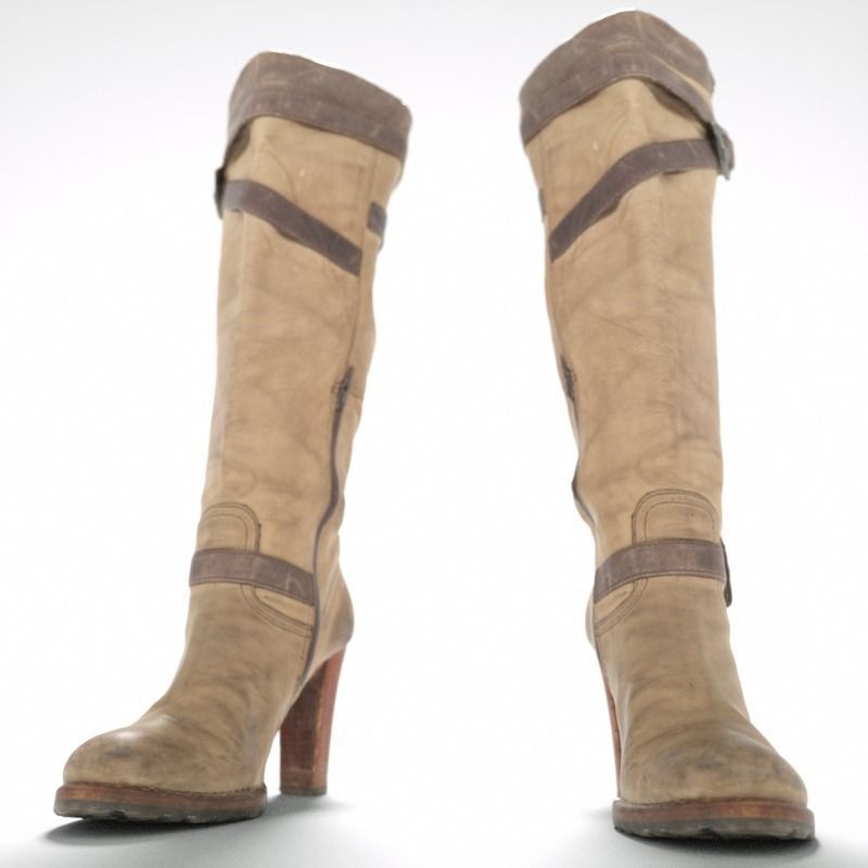 Kneehigh Boot with Zipper Low-poly 3D model_1