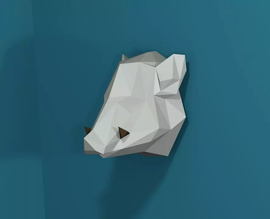 Low poly Boar Trophy Low-poly 3D model_0