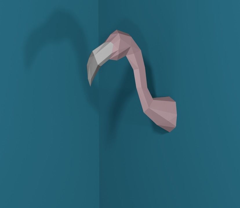 Low poly Flamingo Trophy Low-poly 3D model_1