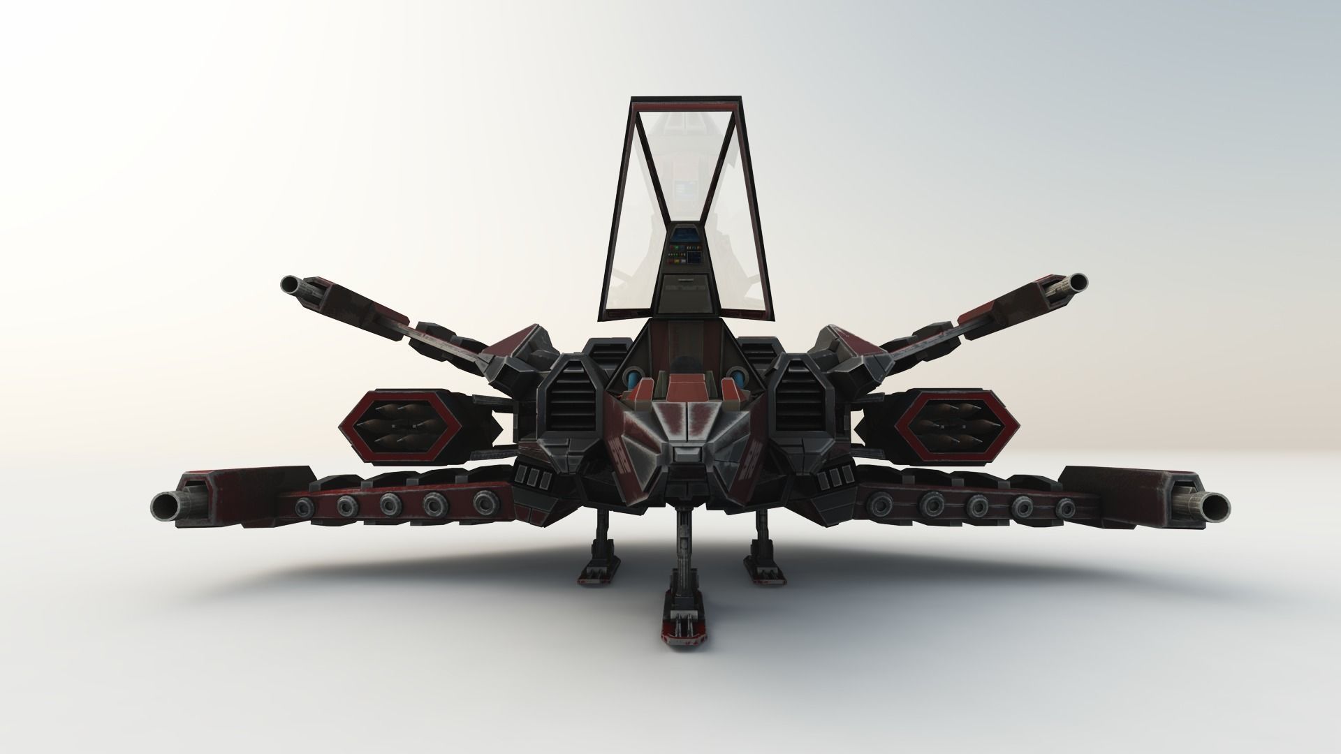 SPACE FIGHTER Game Ready With Cockpit Low-poly 3D model_22