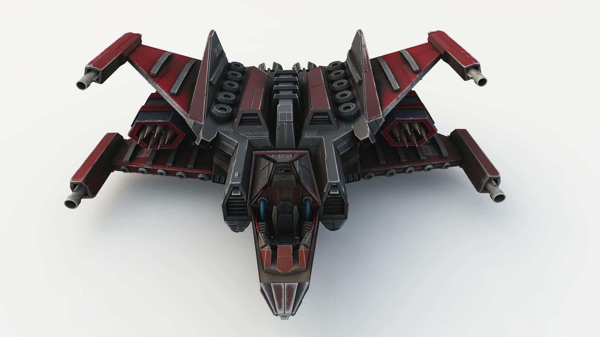 SPACE FIGHTER Game Ready With Cockpit Low-poly 3D model_20