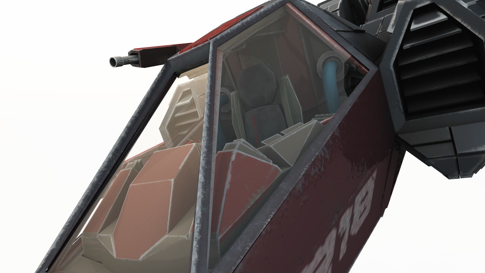 SPACE FIGHTER Game Ready With Cockpit Low-poly 3D model_25