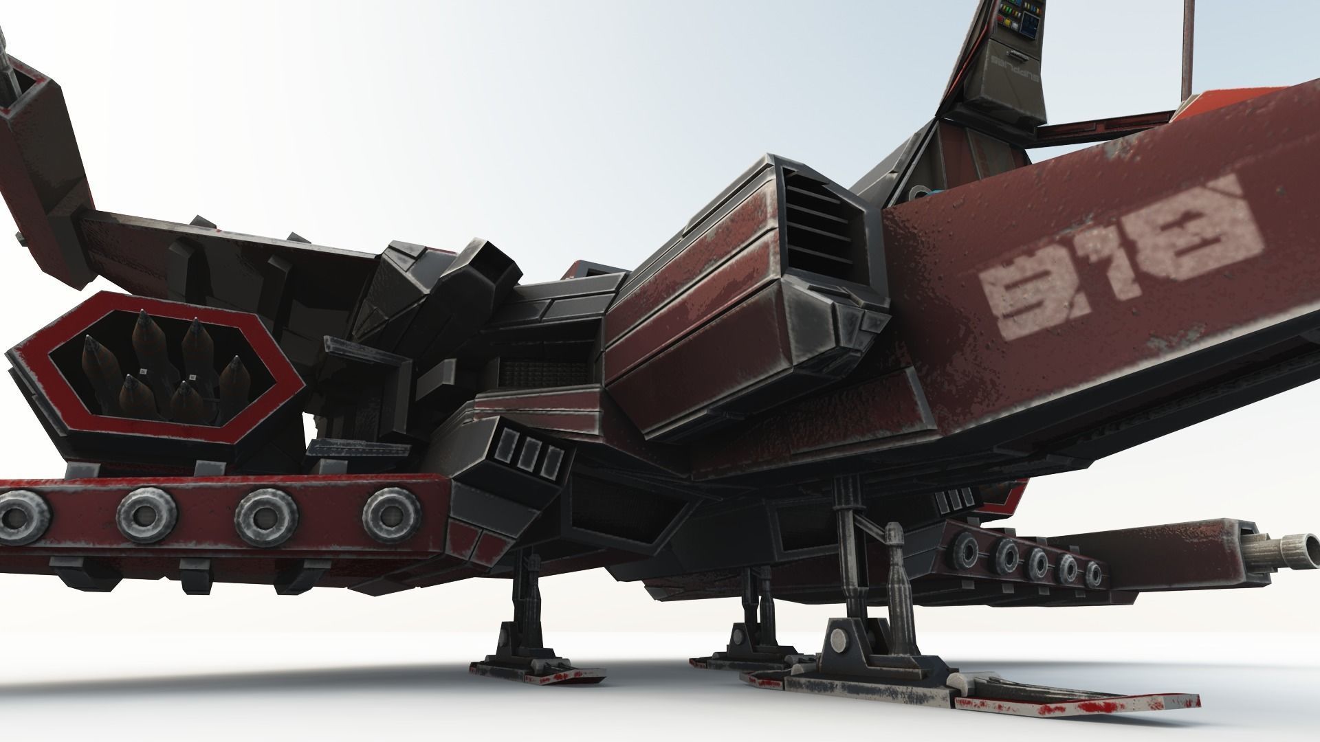 SPACE FIGHTER Game Ready With Cockpit Low-poly 3D model_18