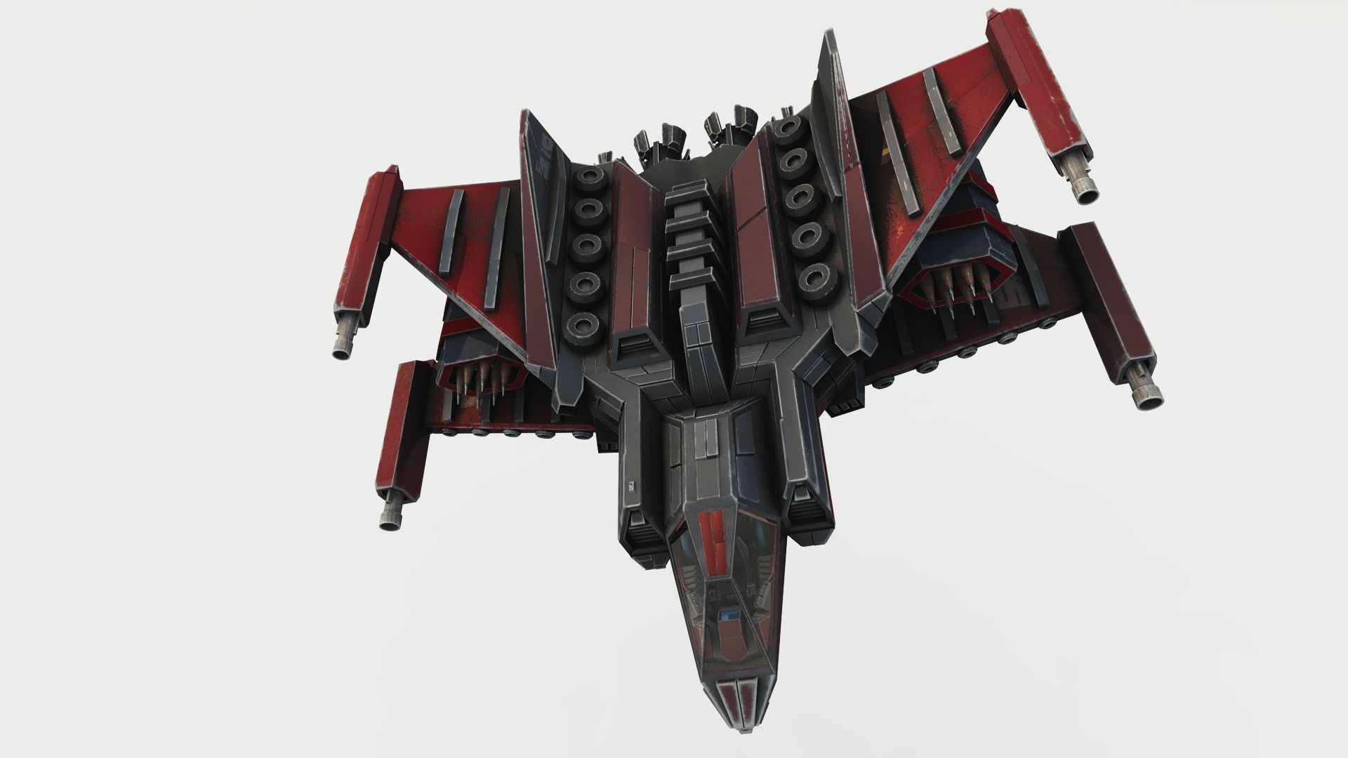 SPACE FIGHTER Game Ready With Cockpit Low-poly 3D model_11