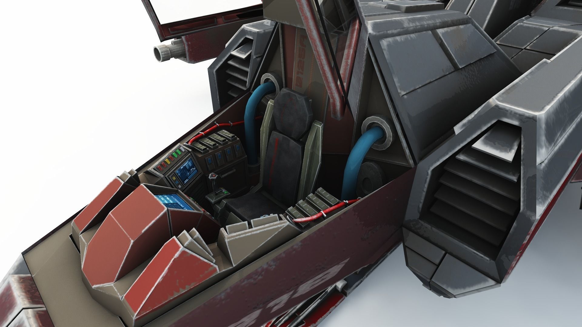 SPACE FIGHTER Game Ready With Cockpit Low-poly 3D model_19