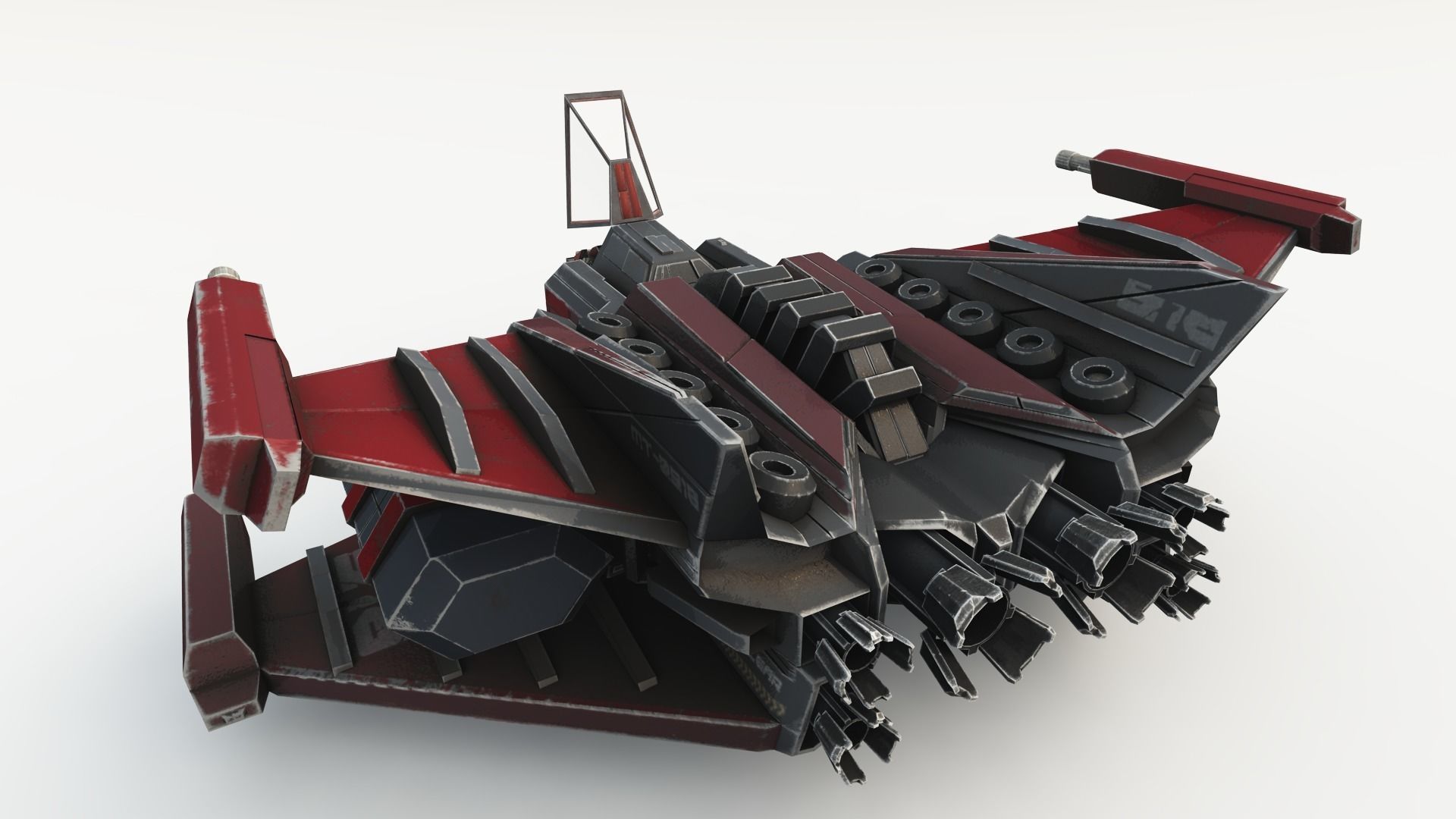 SPACE FIGHTER Game Ready With Cockpit Low-poly 3D model_17