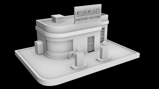 Gasoline gas station Free low-poly 3D model