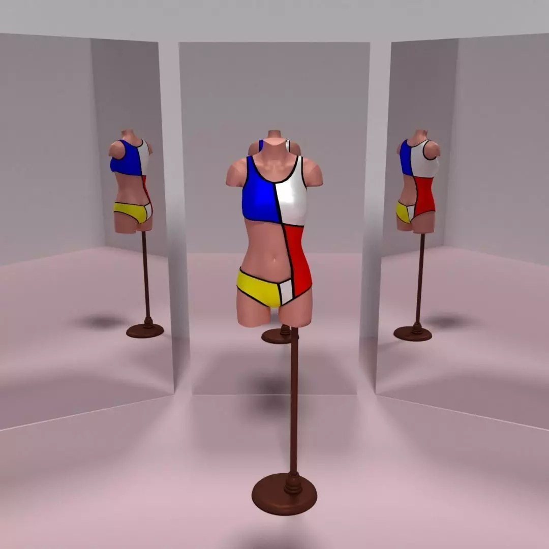 Piet Mondrain Swimsuit 3D model_0