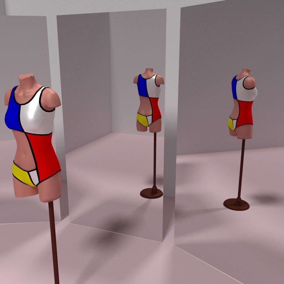 Piet Mondrain Swimsuit 3D model_3