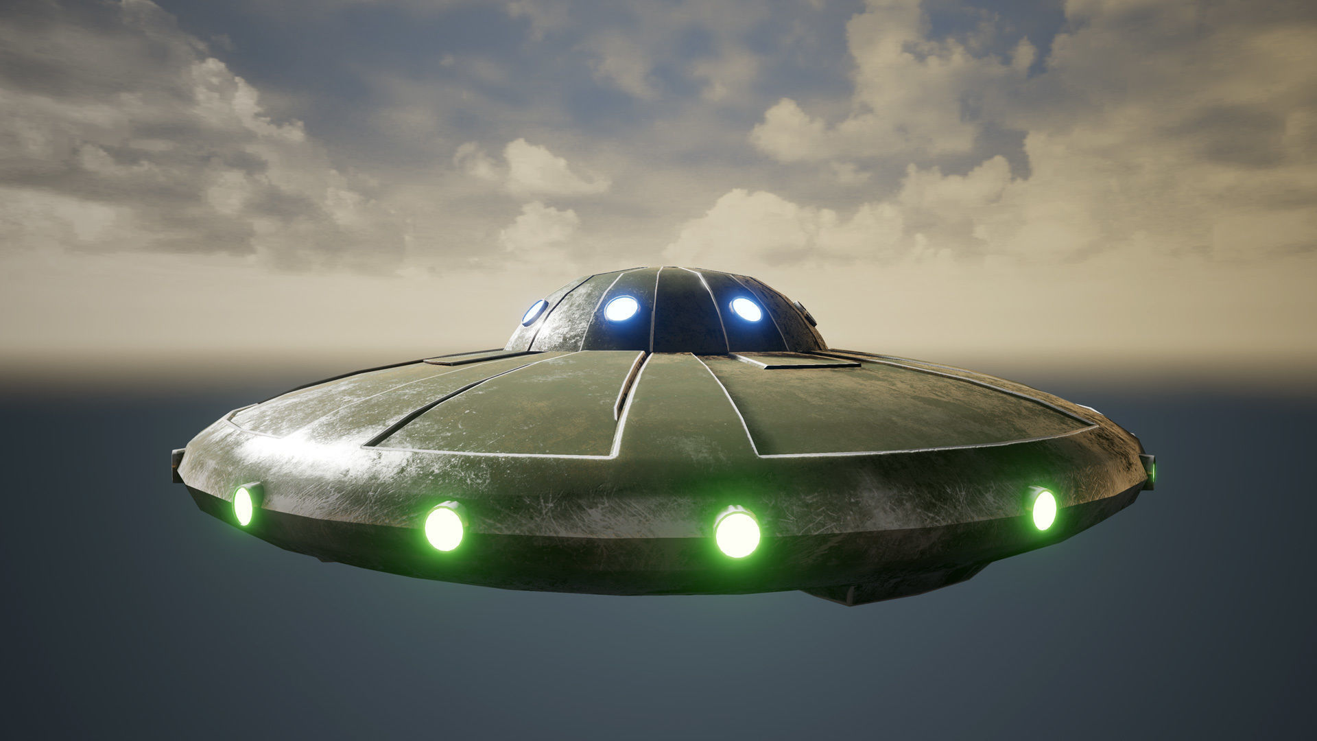 UFO - KIT-Bash 1 - 16 Low Poly PBR Ufo pack Low-poly 3D model_4