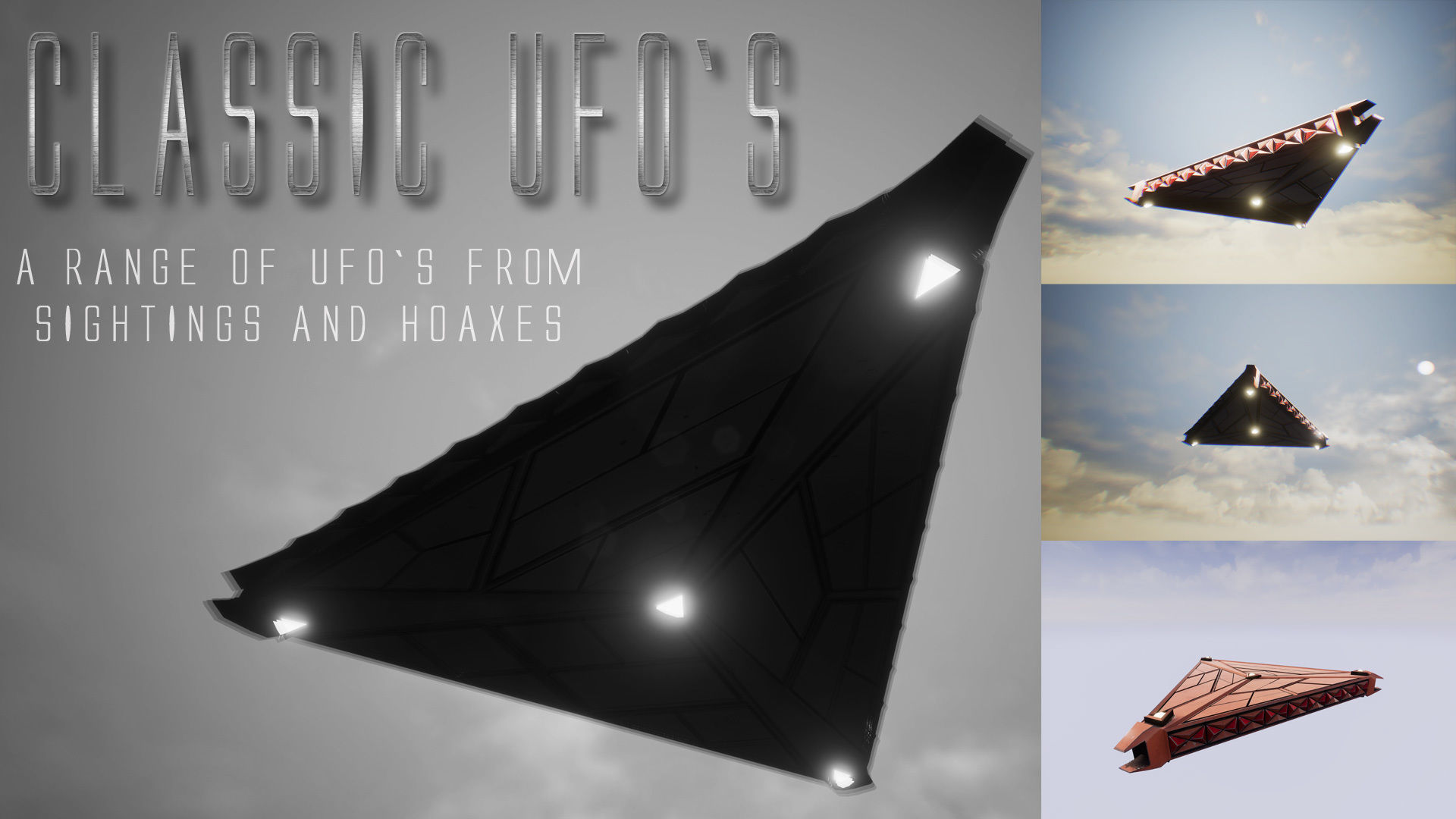 UFO - KIT-Bash 1 - 16 Low Poly PBR Ufo pack Low-poly 3D model_3