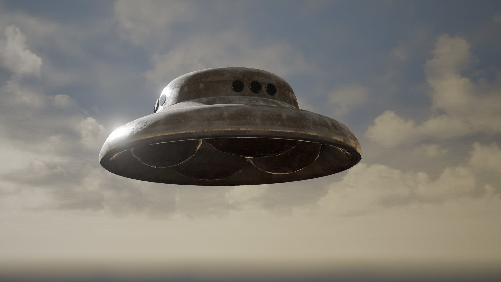 UFO - KIT-Bash 1 - 16 Low Poly PBR Ufo pack Low-poly 3D model_6