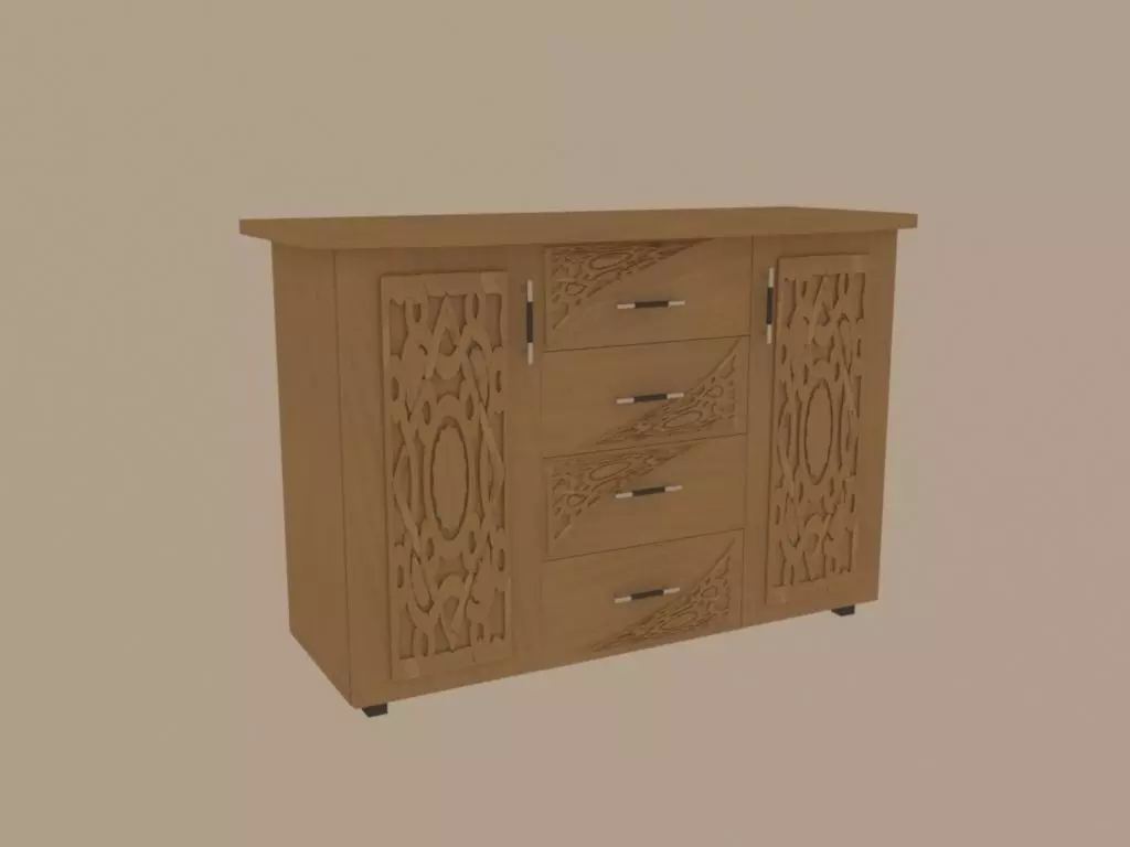 curbstone wooden chest of drawers 3D model_0