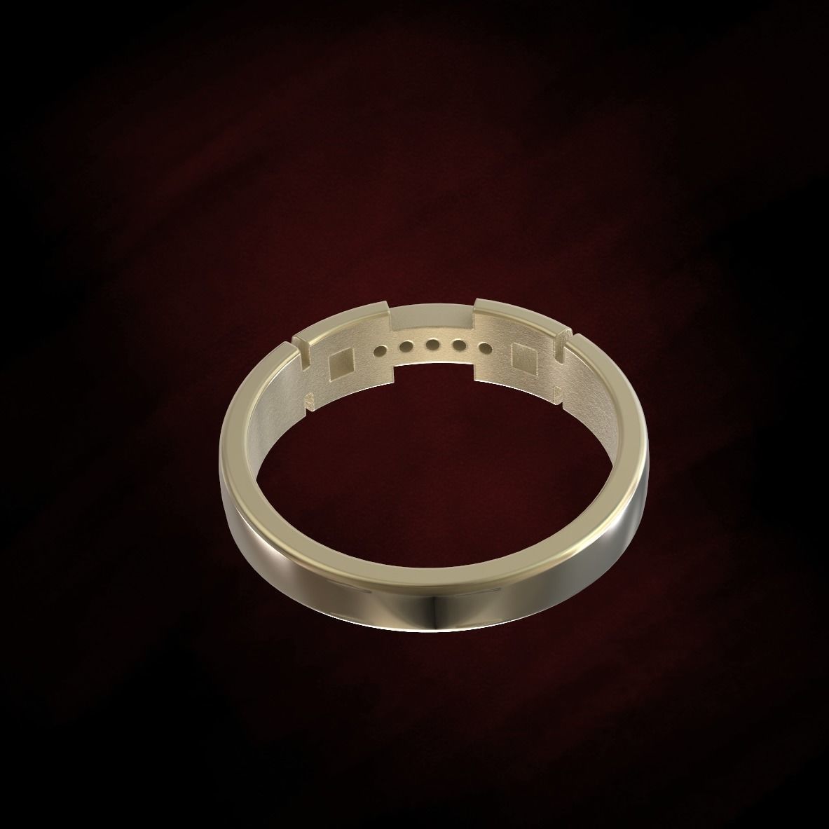 golden ring with gemstones 3D print model_5