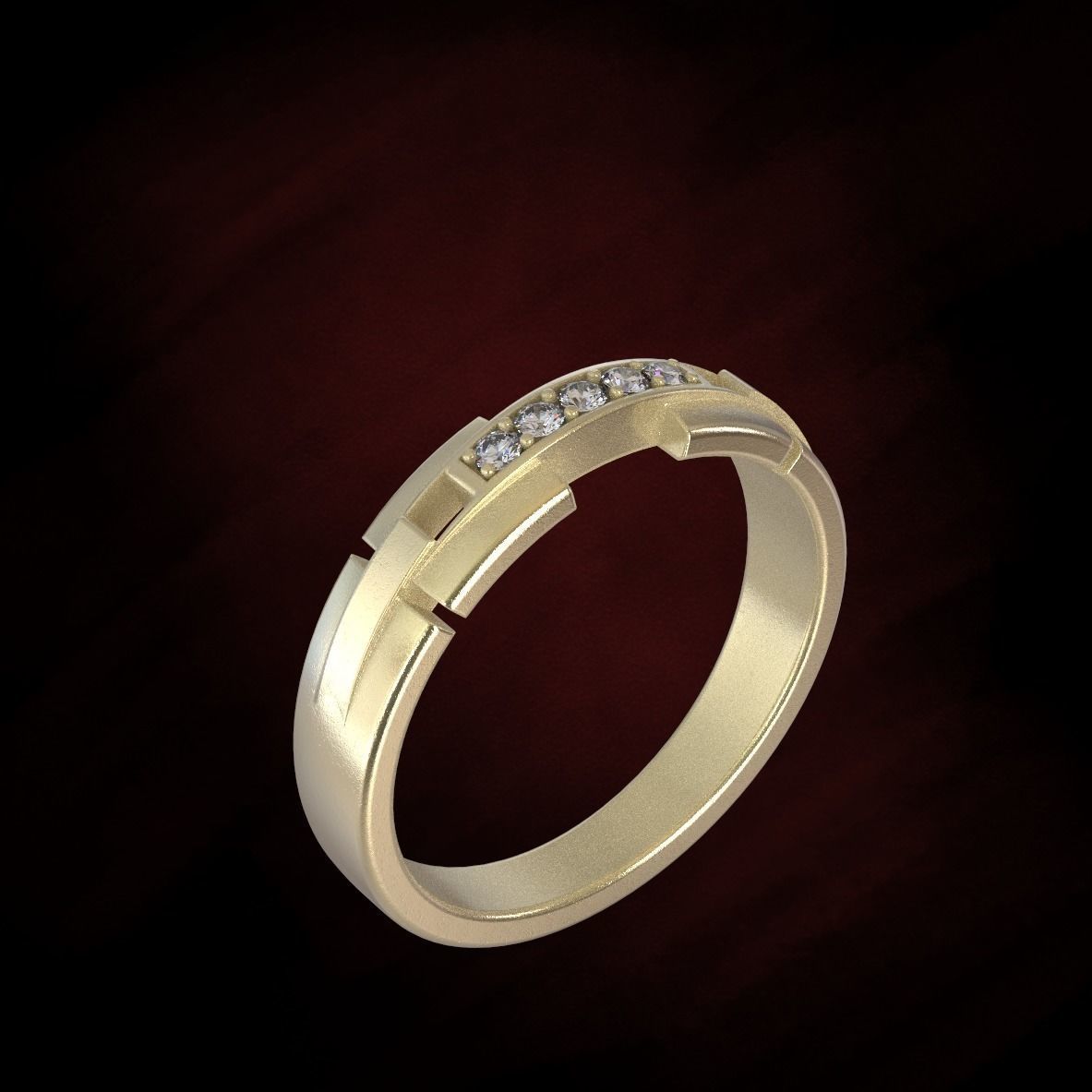 golden ring with gemstones 3D print model_2