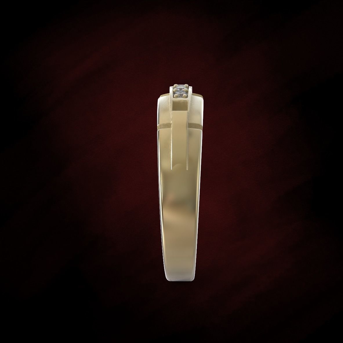 golden ring with gemstones 3D print model_6