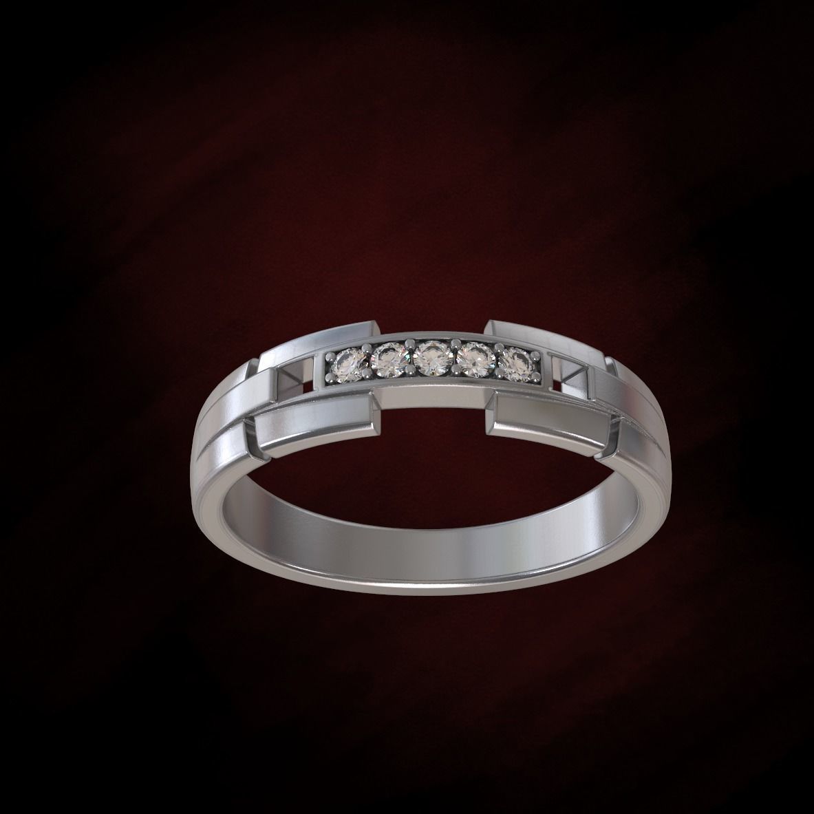 golden ring with gemstones 3D print model_9