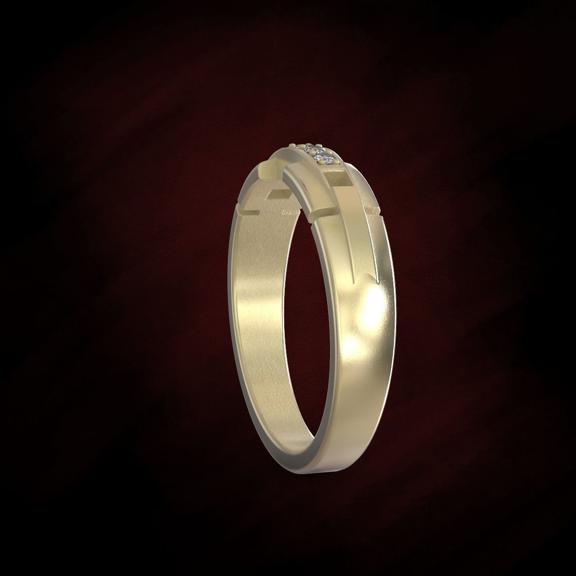 golden ring with gemstones 3D print model_4