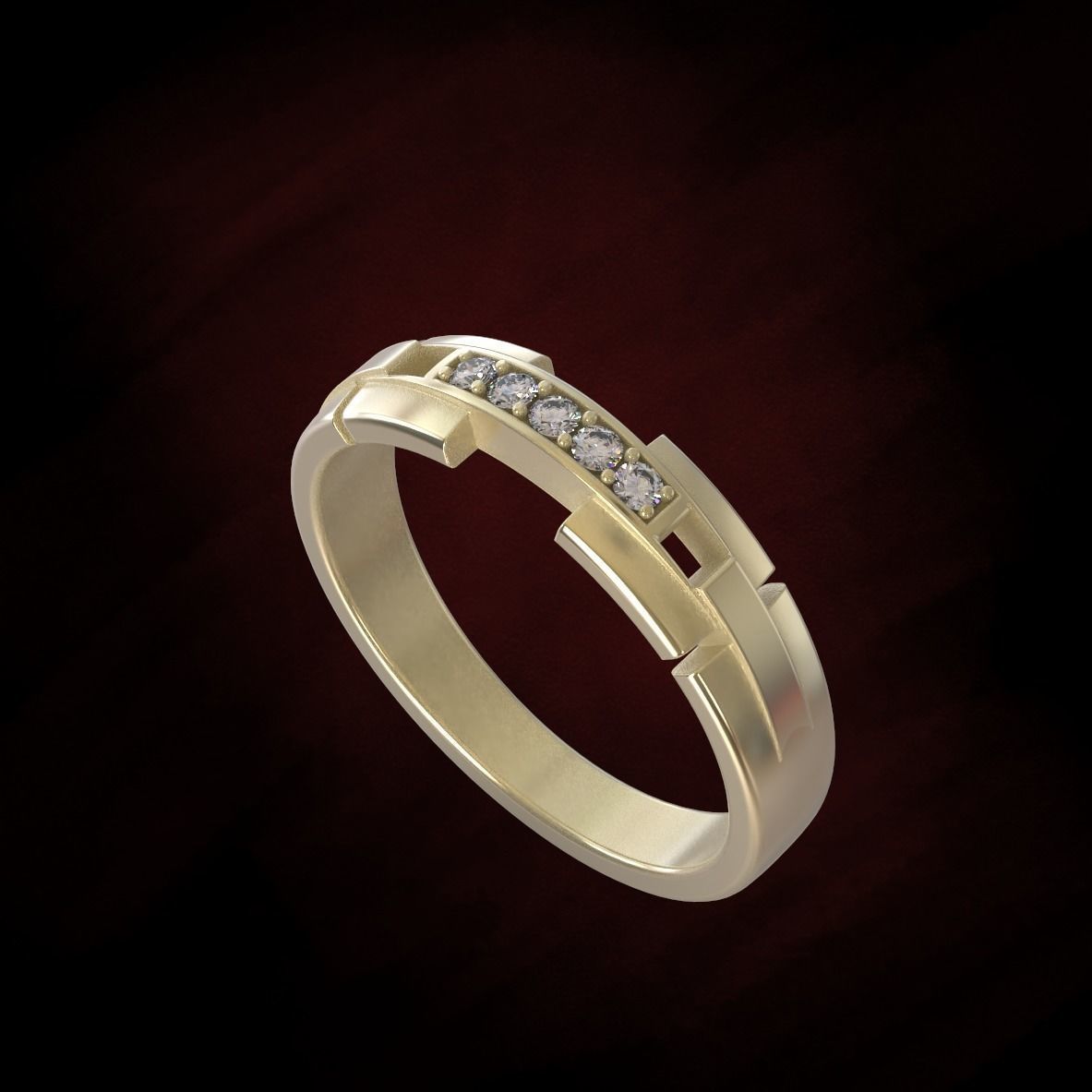 golden ring with gemstones 3D print model_7