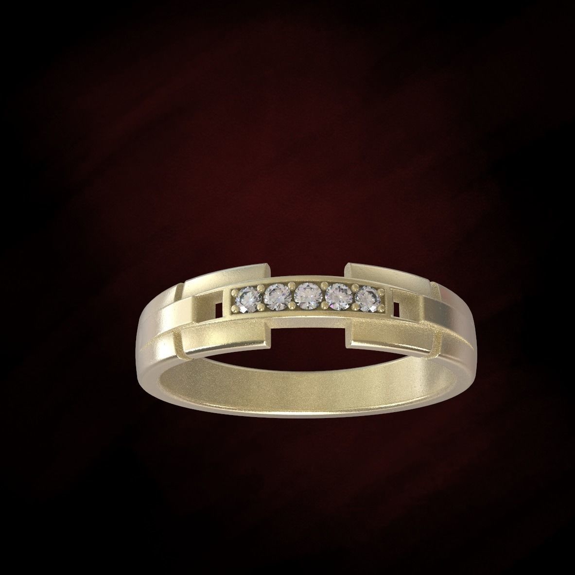 golden ring with gemstones 3D print model_3