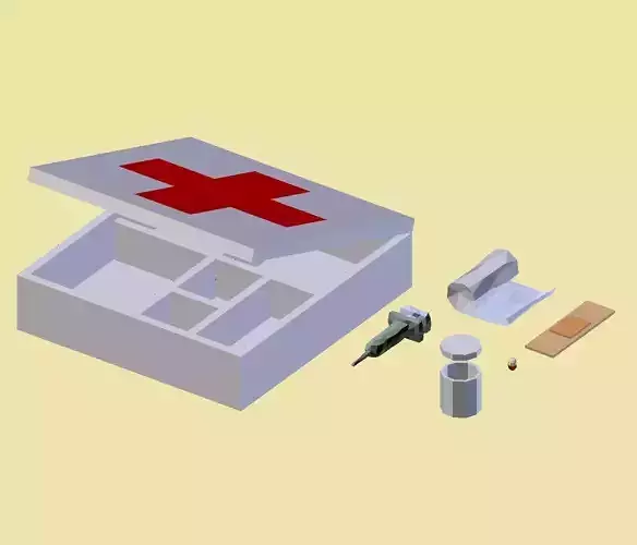  PACK 010 Medikit Medicament box Stupe Bandage Syringe Low-poly 3D model