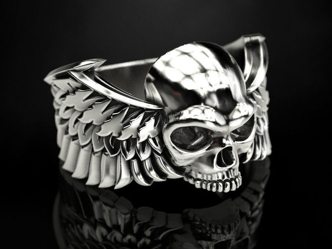 Skull wings ring 2 3D print model