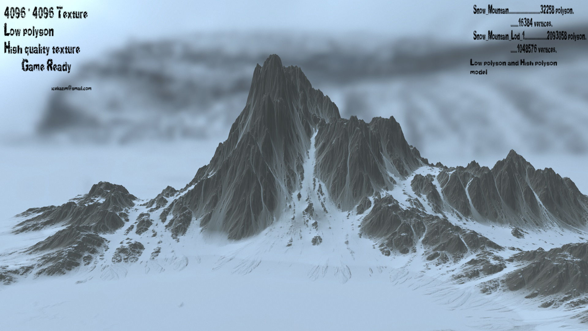 snow mountain 4 Low-poly 3D model_1