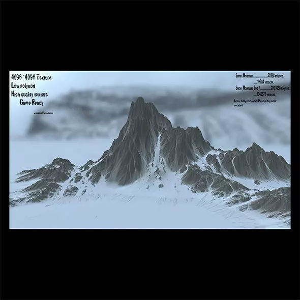 snow mountain 4 Low-poly 3D model_0