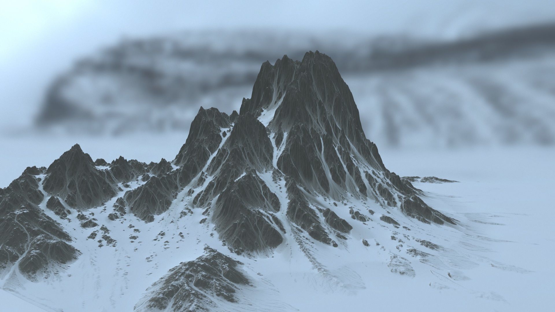 snow mountain 4 Low-poly 3D model_5