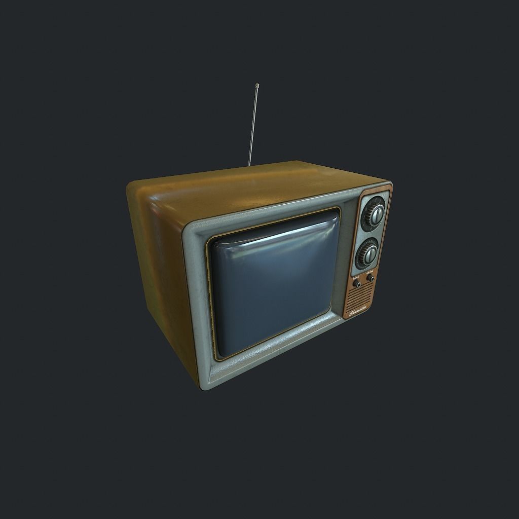Old TV pbr Low-poly 3D model_3