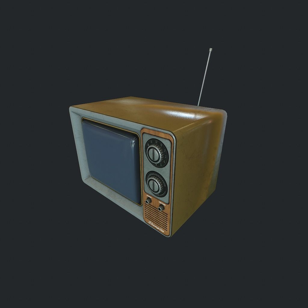 Old TV pbr Low-poly 3D model_2