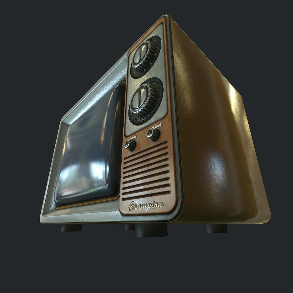Old TV pbr Low-poly 3D model_10