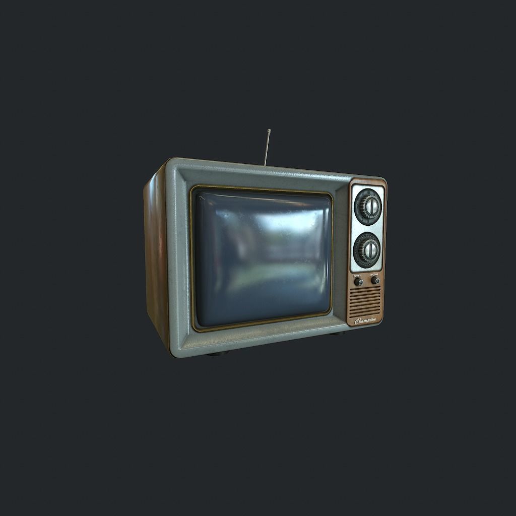 Old TV pbr Low-poly 3D model_1