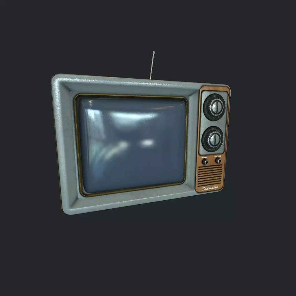 Old TV pbr Low-poly 3D model_0