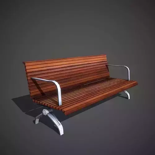 Wooden Bench Low-poly 3D model