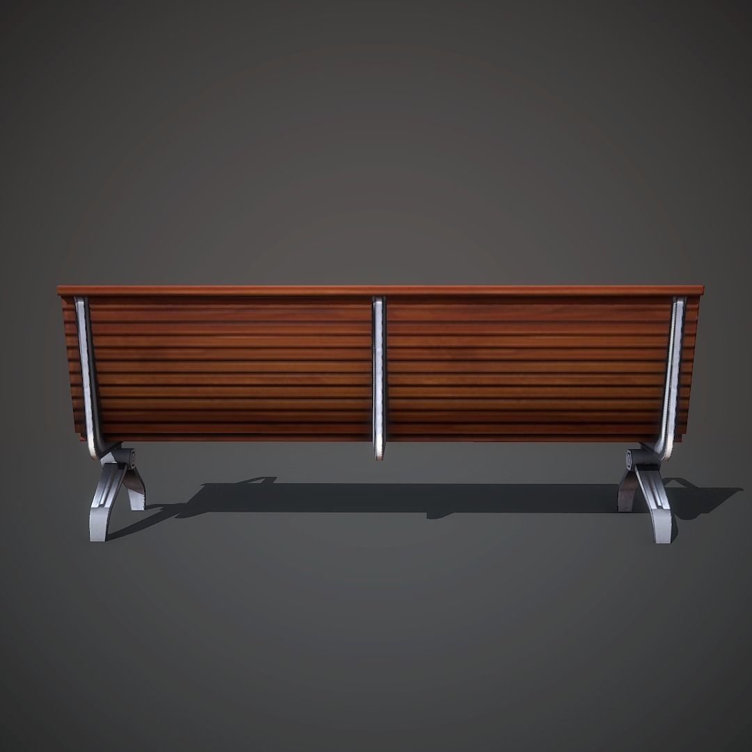 Wooden Bench Low-poly 3D model_4