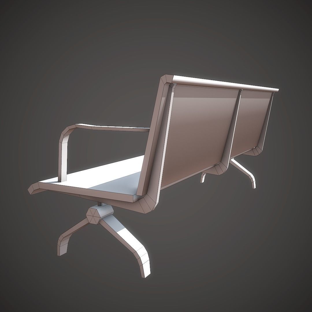 Wooden Bench Low-poly 3D model_10