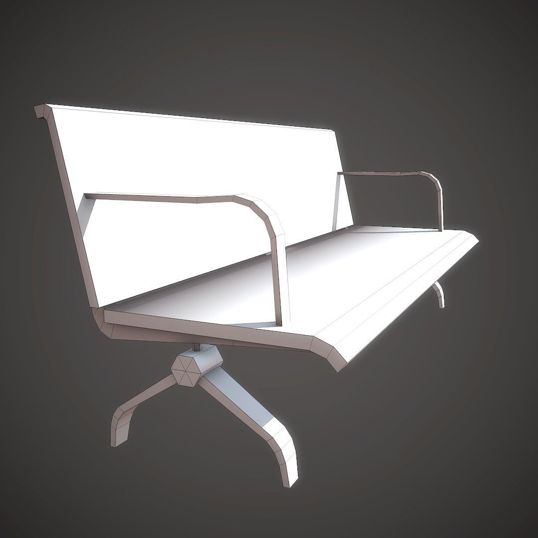 Wooden Bench Low-poly 3D model_8