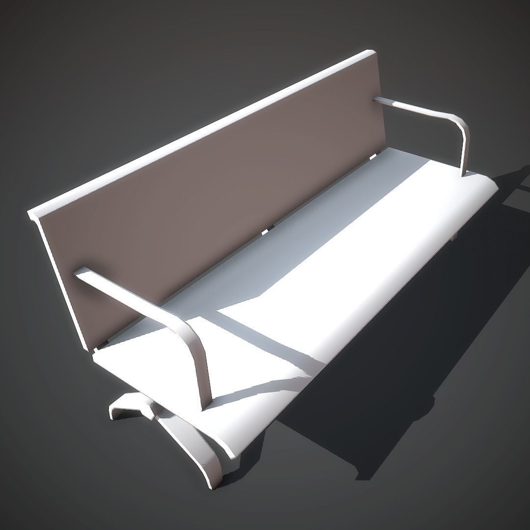 Wooden Bench Low-poly 3D model_11