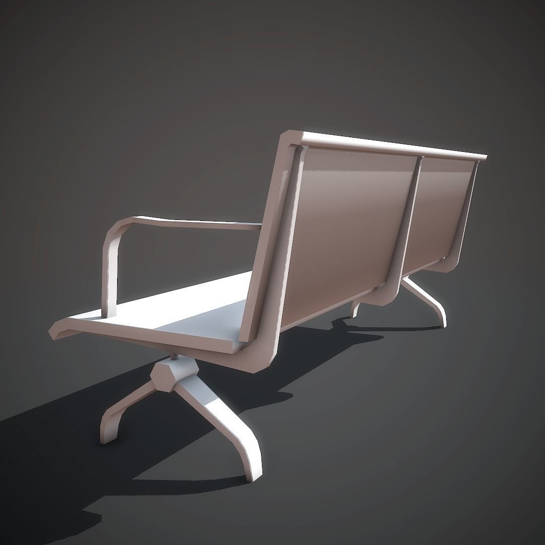 Wooden Bench Low-poly 3D model_12